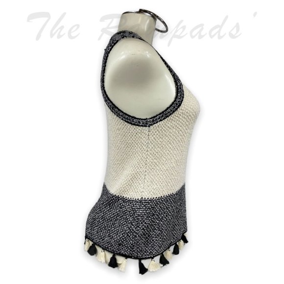 Mango Casual Knitted Sleeveless Top with Pom Poms Size Small - Picture 2 of 9